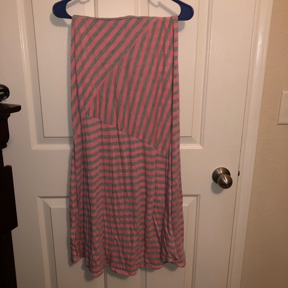 Pink and grey maxi skirt